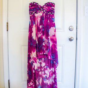 Beautiful, Magenta, Floral, High-Low Dress